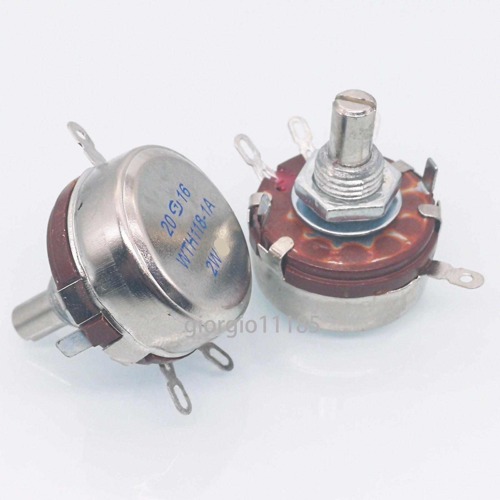 US Stock 2x 220K ohm 2W 6mm Round Shaft Rotary Taper Carbon Potentiometer WTH118