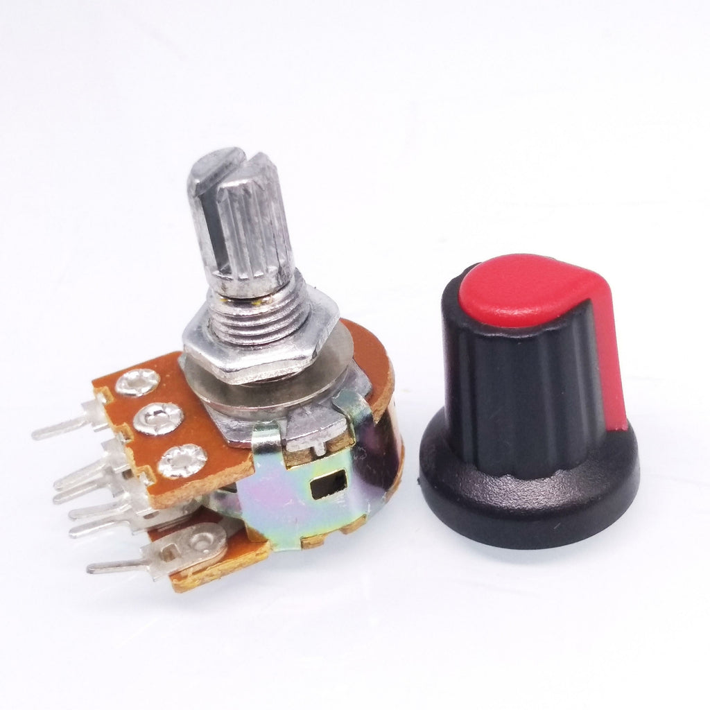 10 Units 5K B5K OHM Linear Taper Rotary Dual Potentiometer POT Red Knob