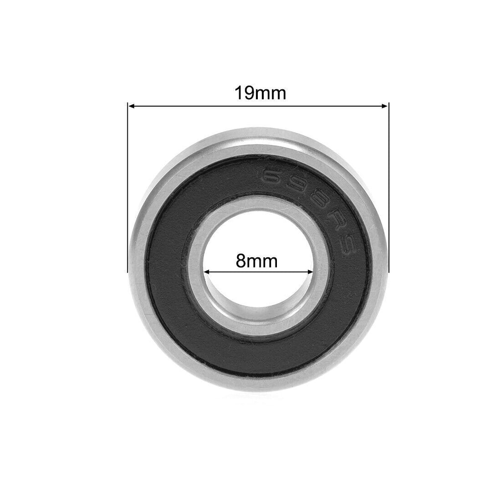 2pcs 698-2RS Ball Bearing 8x19x6mm Double Sealed ABEC-3 Bearings