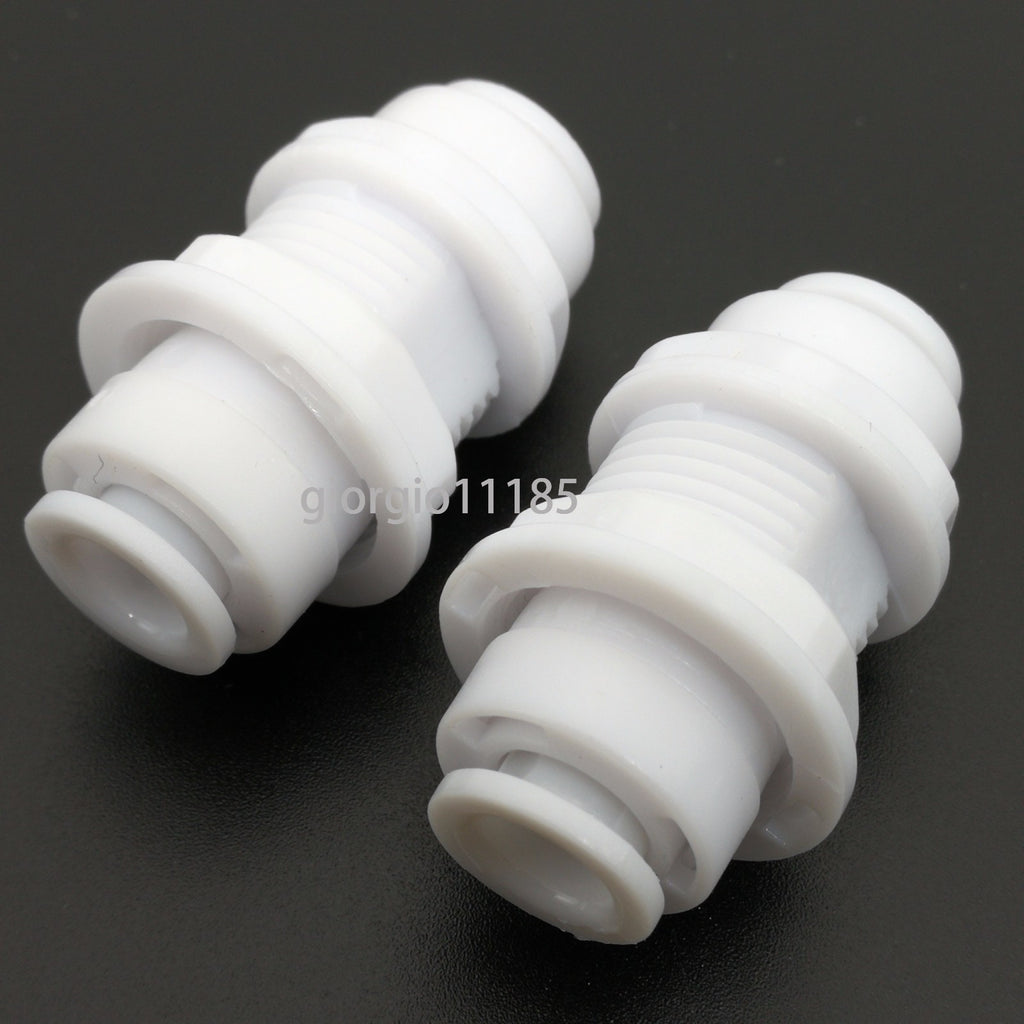 US Stock 2pcs 1/4" to 1/4" Quick Connect Bulkhead Connector Push Fit
