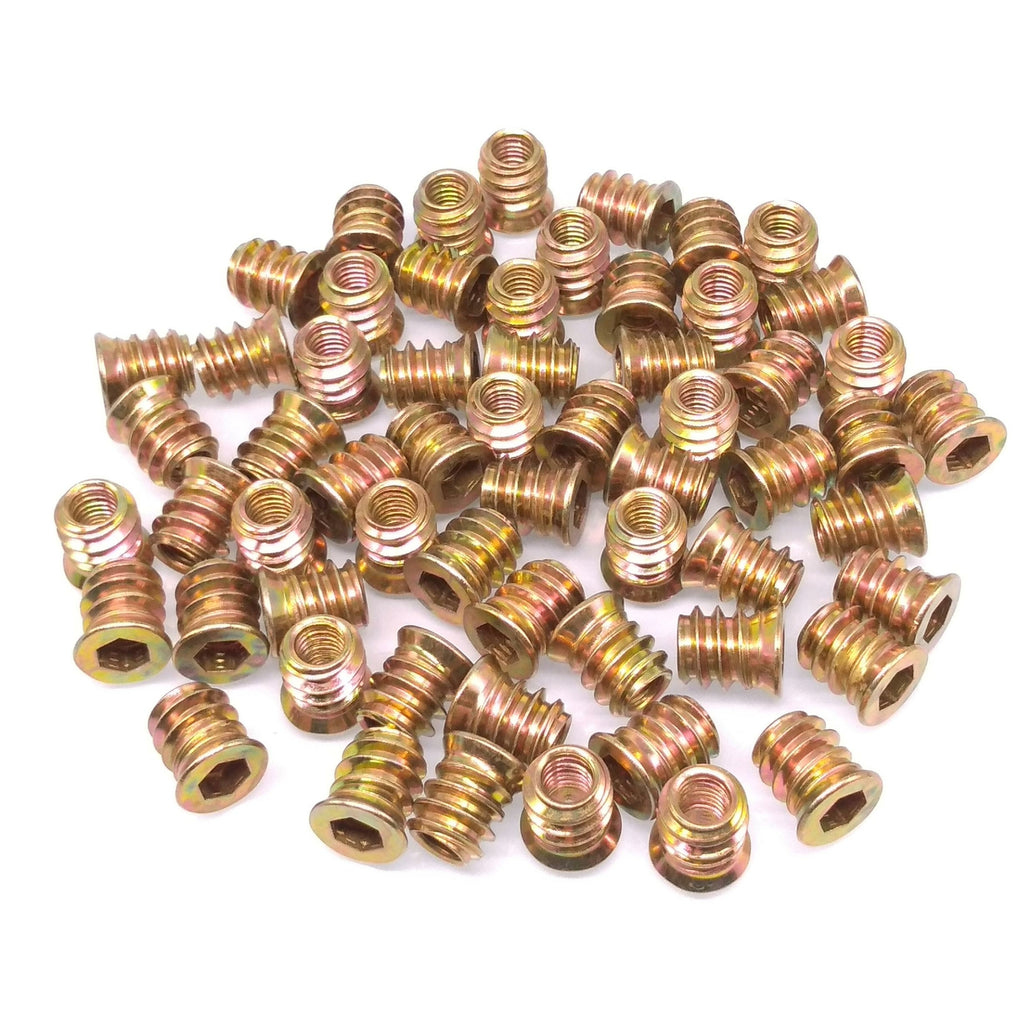 100pcs M6 x 13mm Furniture Screw-in Nut Bolt Fastener Hex Socket Insert Nuts