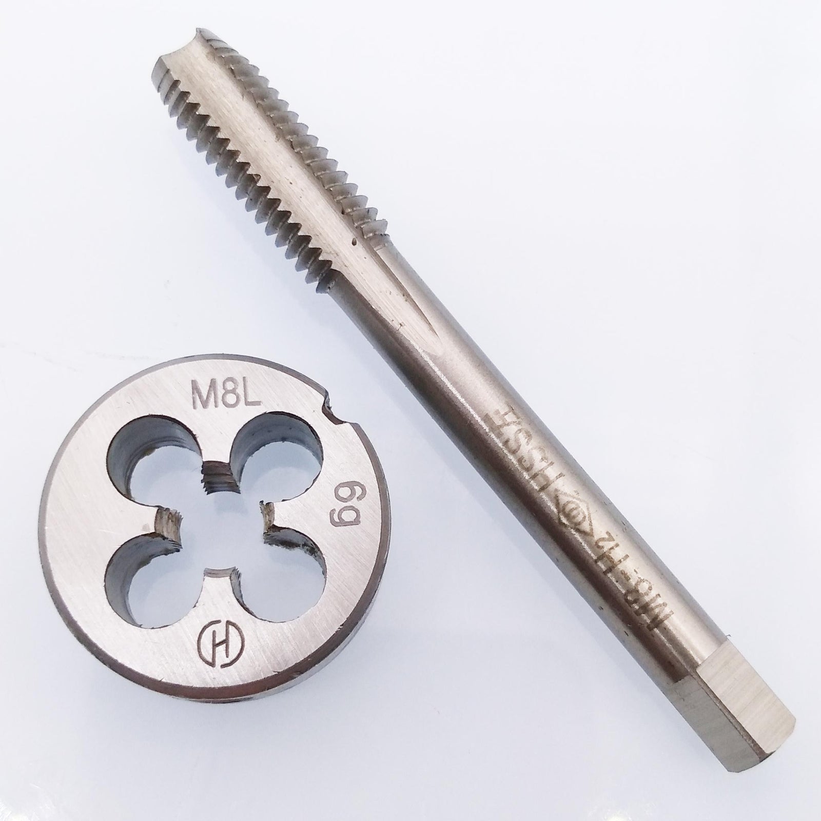 HSS M8 x 1.25mm Tap & M8 x 1.25mm Die Metric Thread Left Hand