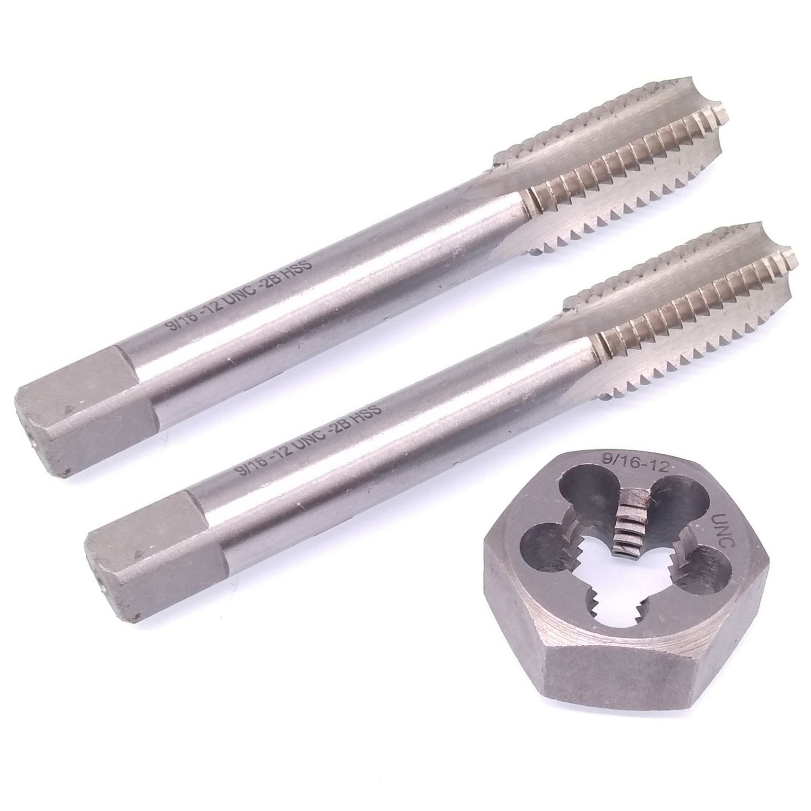 HSS 9/16-12 Taper & Plug Tap & 9/16-12 Hexagon Die Thread Right Hand Set
