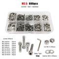 M2.5 SUS304 Allen Hexagon Hex Socket Cap Head Screw Bolt Nut Washer Set Kit