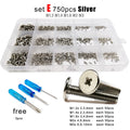 750pc M1.2-M3 Silver Mini Phillips Ultra Thin Flat Wafer Head Screw Bolt Set Kit