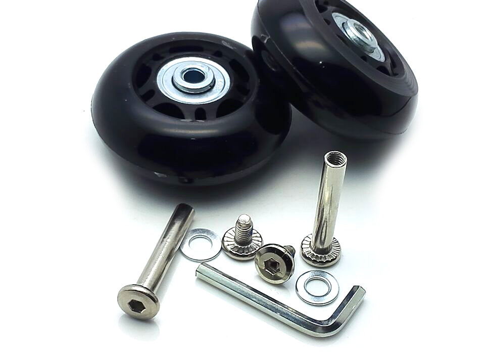US Stock 2Set 60mm Luggage Suitcase Replacement Wheels Axles Repair Wrench Black