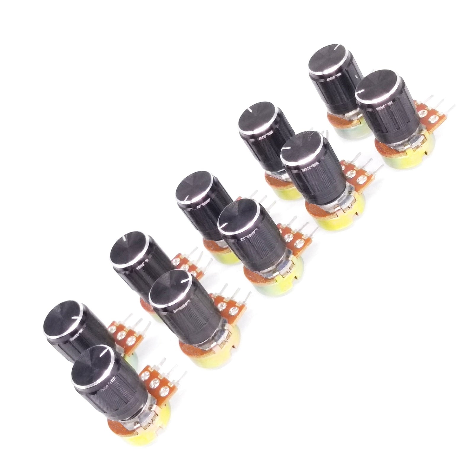 US Stock 10 Units 5K B5K OHM Linear Taper Rotary Potentiometer POT Black Knob