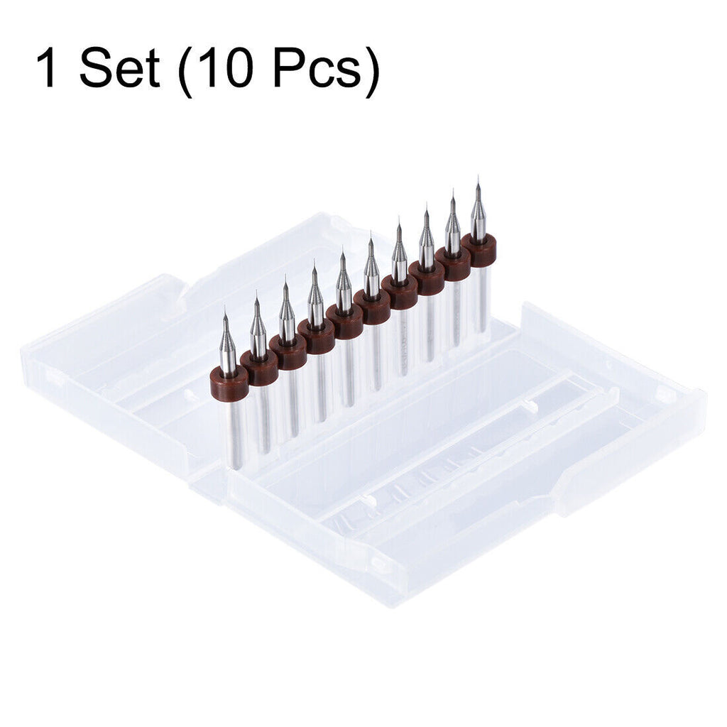 1Set (10Pcs) 0.1mm Carbide CNC Engraving Circuit Board Micro PCB Drill Bits
