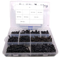 350pcs M5 Flat Head Black Screws with Nuts Washers Assortment Kit