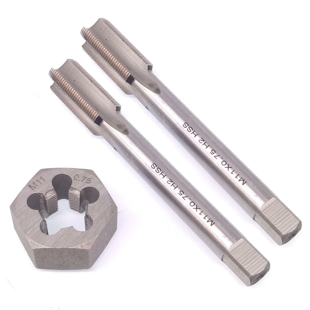 HSS M11 x 0.75mm Taper & Plug Tap & M11x0.75mm Hexagon Die Metric Right Hand Set