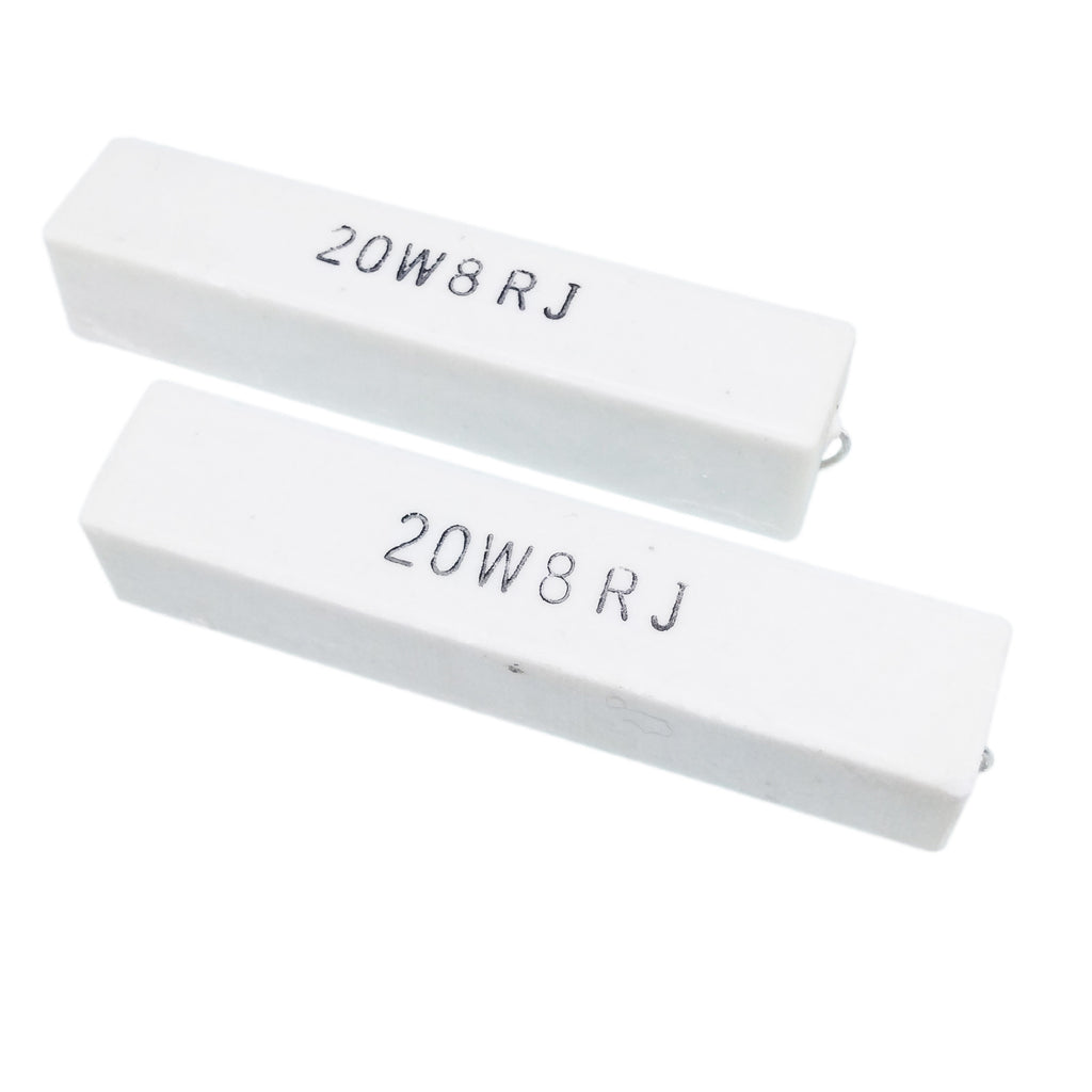 AU Stock  2pcs 8 ohm 8RΩJ 20 watt Axial Ceramic Cement Power Resistor 20W