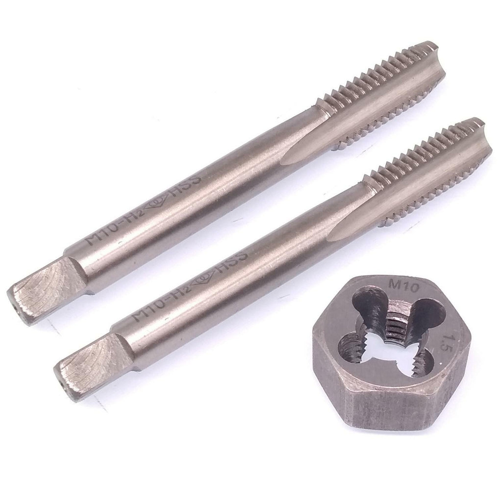 HSS M10 x 1.5mm Taper & Plug Tap & 10x1.5mm Hexagon Die Metric Thread Right Hand