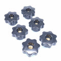 6x M10 x 50mm Plum Bakelite Hand Tighten Nuts Handle Star Thumb Nut Through Hole