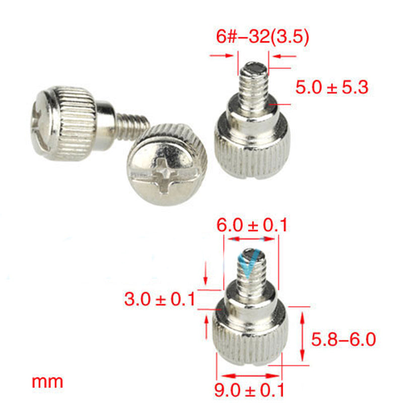 US Stock 8pcs 6#-32 x 5mm Toolless Thumb Screws For PC Computer Case Power PSU