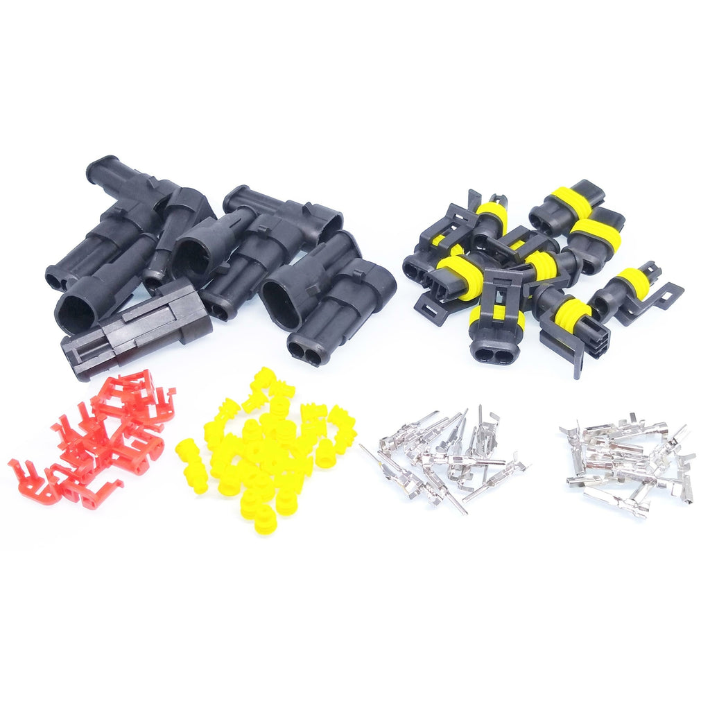 US Stock 10 Sets 2 Pin Way Sealed Waterproof Electrical Wire Connector Plug Kit