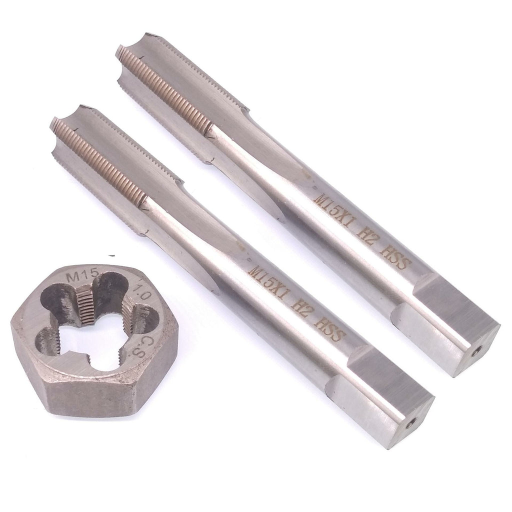 HSS M15x1mm Taper & Plug Tap & M15x1mm Hexagon Die Metric Thread Right Hand Set