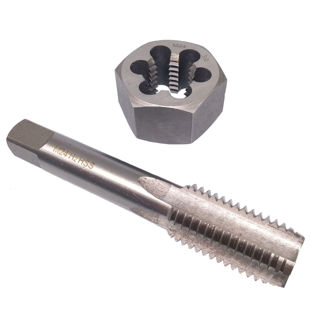 US Stock HSS M24 x 3mm Tap & M24 x 3mm Hexagon Die Metric Thread Right Hand Set
