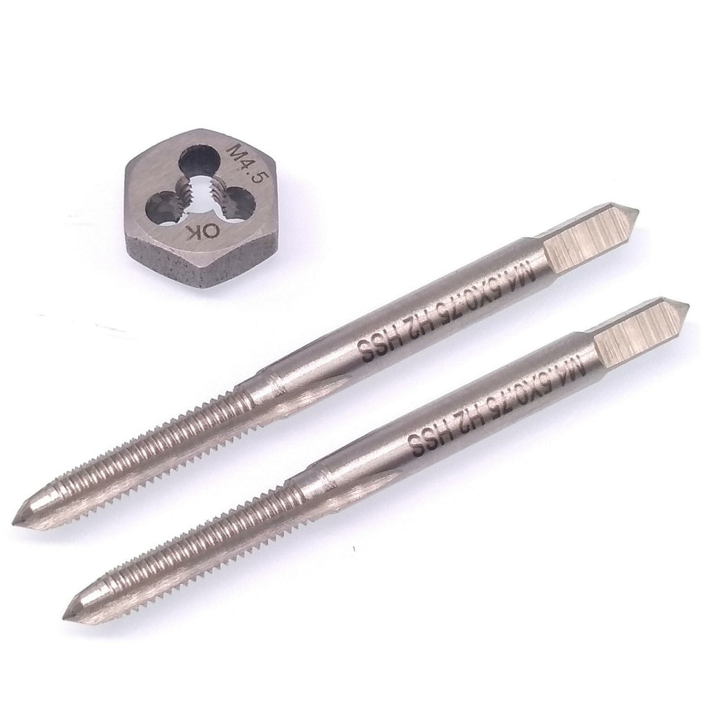 HSS M4.5x0.75mm Taper & Plug Tap & 4.5x0.75mm Hexagon Die Metric Right Hand Set