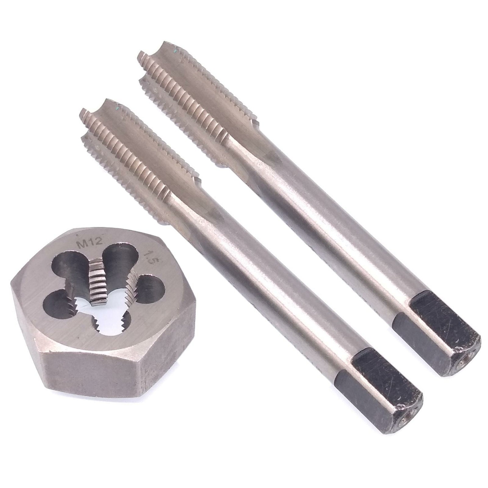 HSS M12 x 1.5mm Taper & Plug Tap & 12x1.5mm Hexagon Die Metric Thread Right Hand