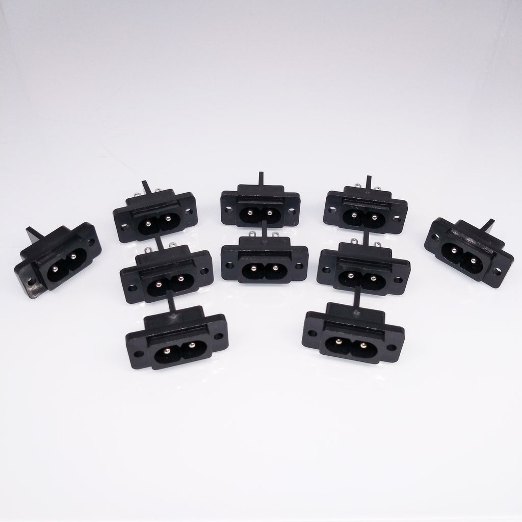 10pcs AC Power Socket Connector AC 250V 2.5A IEC320 C8 2 Pins Screw Mount Inlet