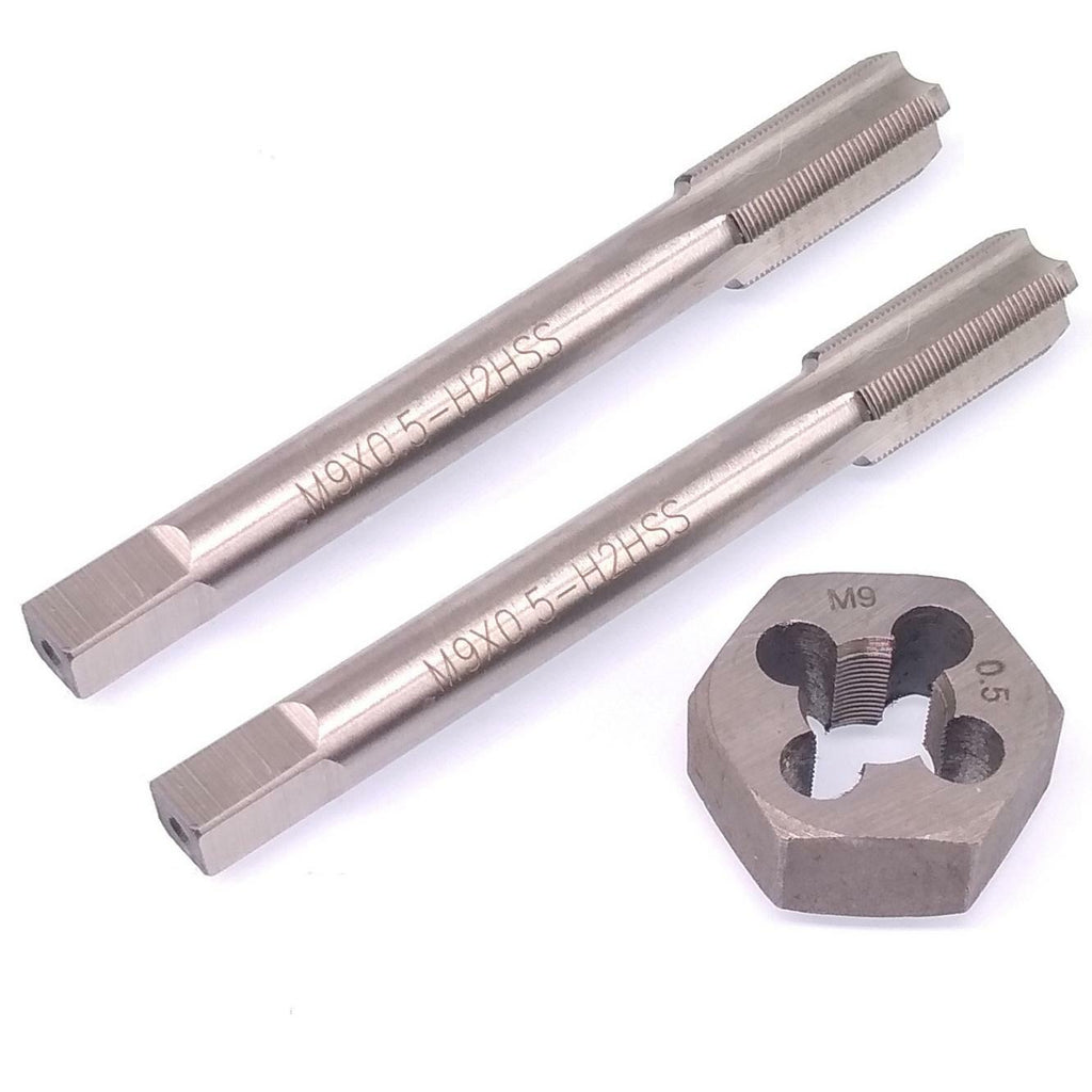 HSS M9 x 0.5mm Taper & Plug Tap & 9 x 0.5mm Hexagon Die Metric Thread Right Hand