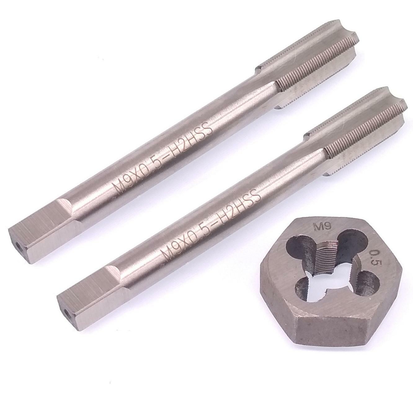 HSS M9 x 0.5mm Taper & Plug Tap & 9 x 0.5mm Hexagon Die Metric Thread Right Hand