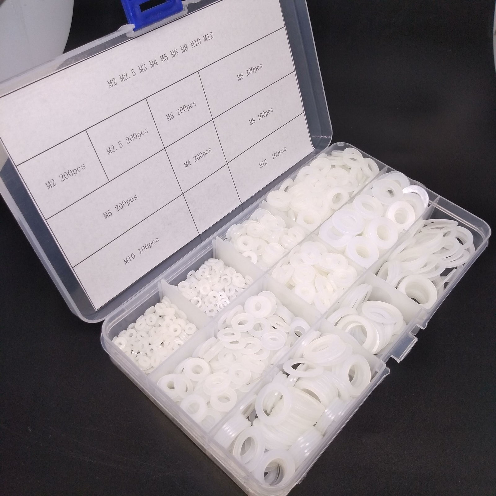 AU Stock 1500pcs White Nylon Flat Washers Assortment Kit