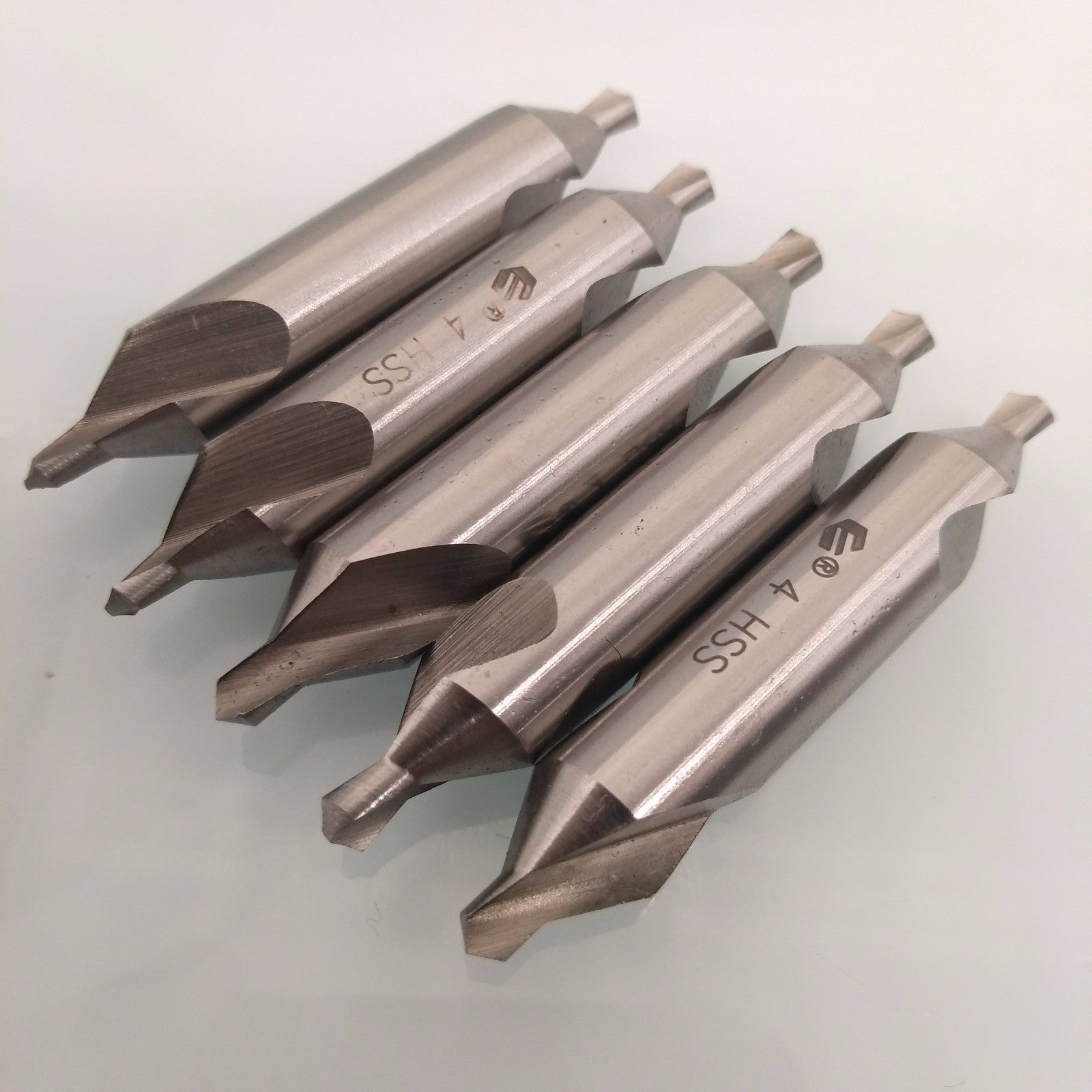 US Stock 5pcs 4mm 60 Degree Bit HSS Combined Center Drills Countersinks Set Tool