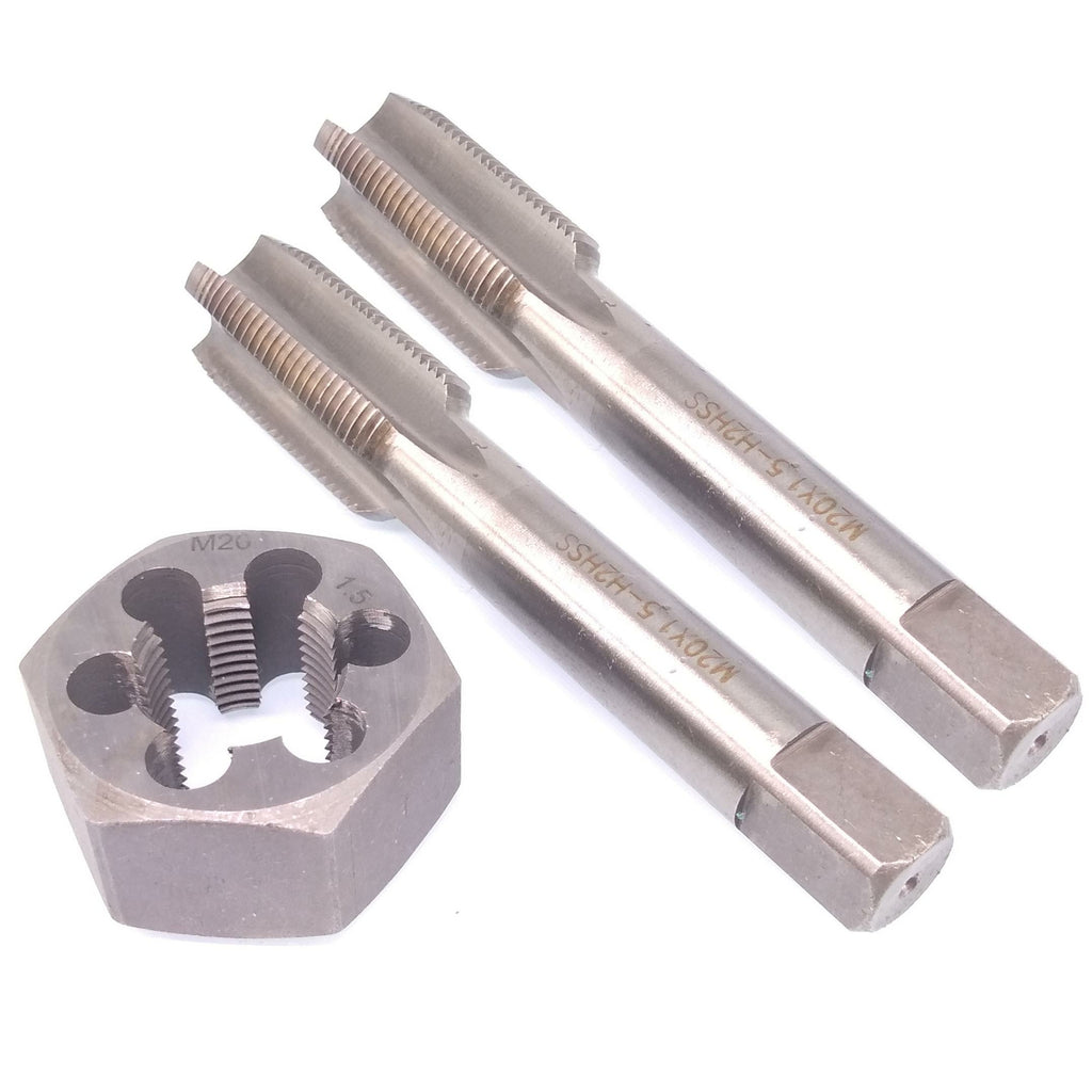 HSS M20 x 1.5mm Taper & Plug Tap & 20x1.5mm Hexagon Die Metric Thread Right Hand
