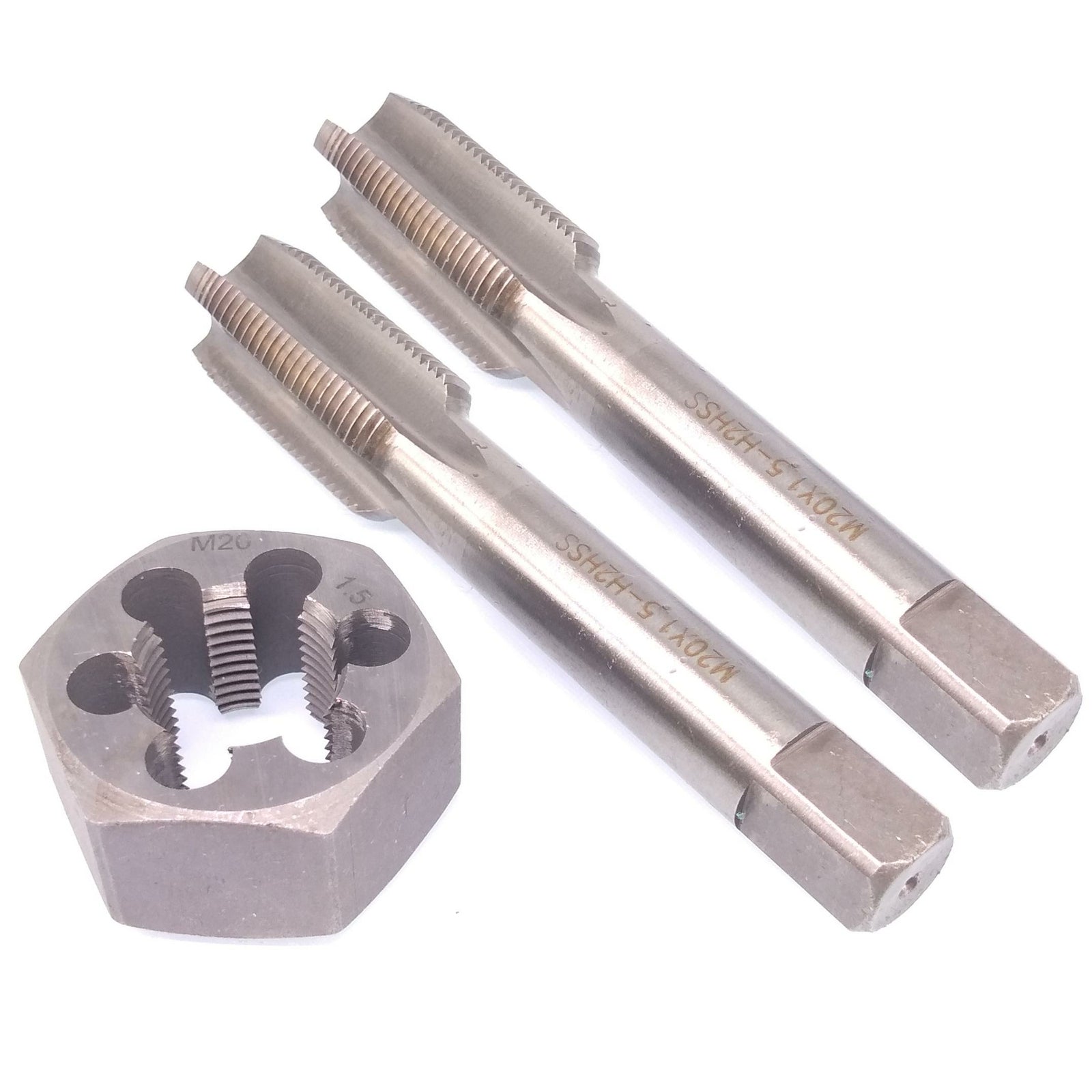 HSS M20 x 1.5mm Taper & Plug Tap & 20x1.5mm Hexagon Die Metric Thread Right Hand