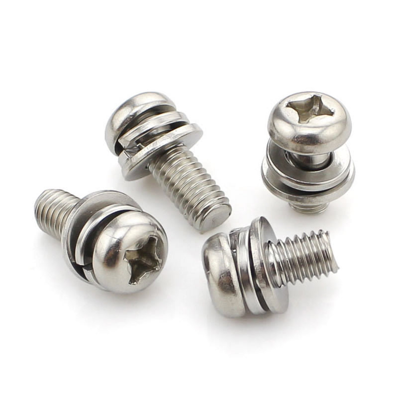 US Stock 50x M3 10mm Philips Pan Head Combination Screw With Spring Flat Washer