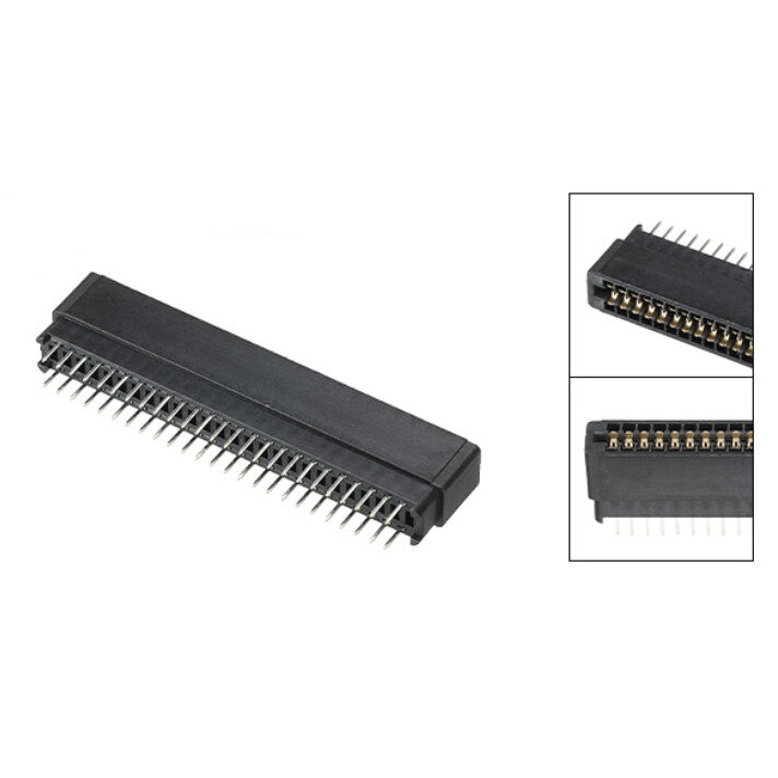 2pcs Card Edge Connector Black Socket Right Angle 50 Pin 2.54mm Pitch