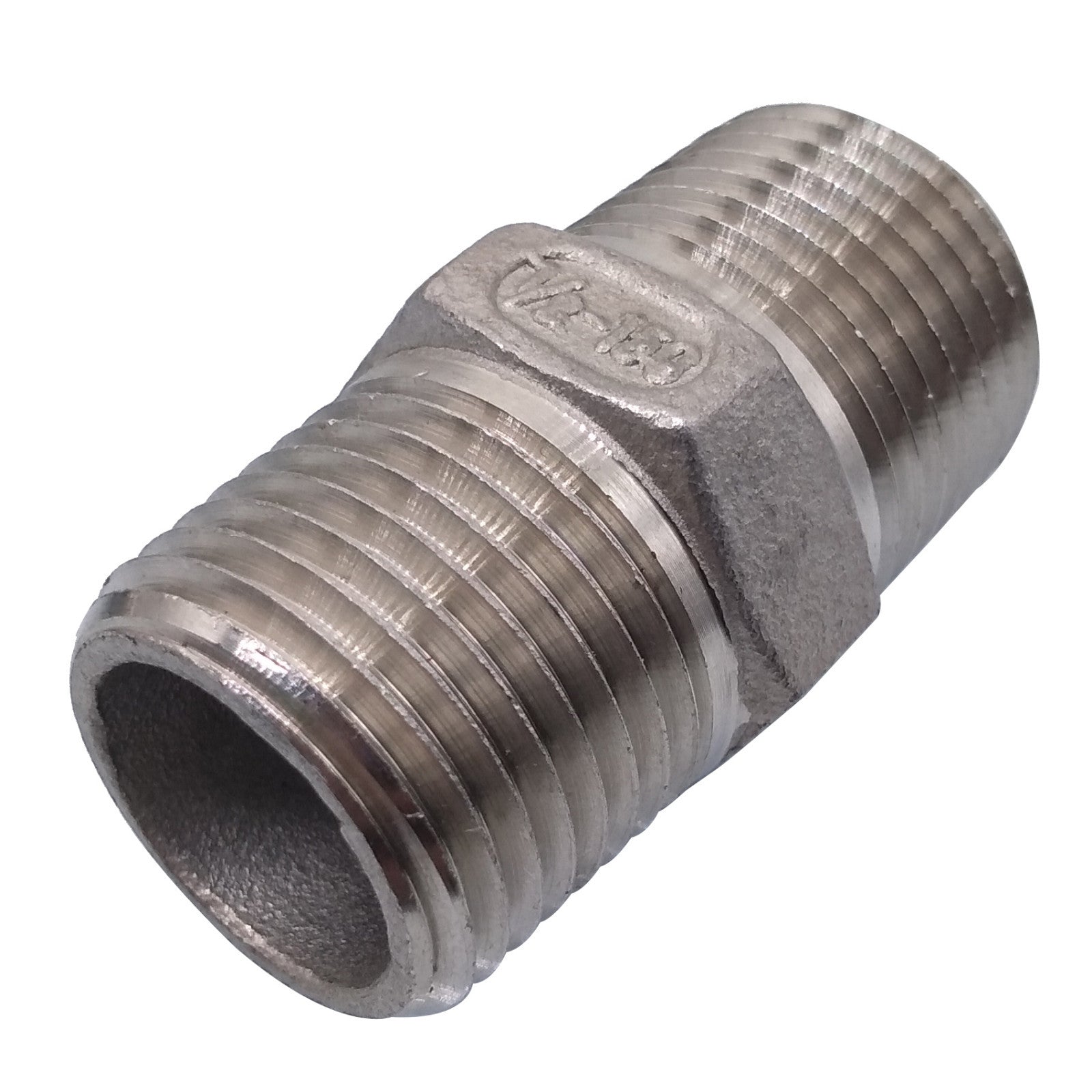 US Stock 2pcs 1/2" Male x 1/2" Male Hex Nipple 304 SS Threaded Pipe Fitting
