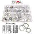 1200pcs M3-M8 0.1/0.2/0.3mm 304 Stainless Steel Ultra Thin Flat Washer Shim Kit
