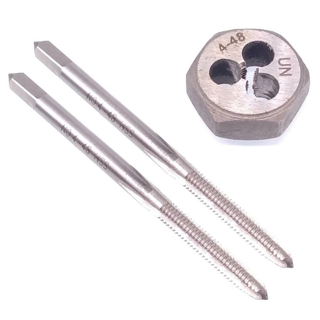 HSS 4-48 Taper & Plug Tap & 4-48 Hexagon Die Thread Right Hand Set
