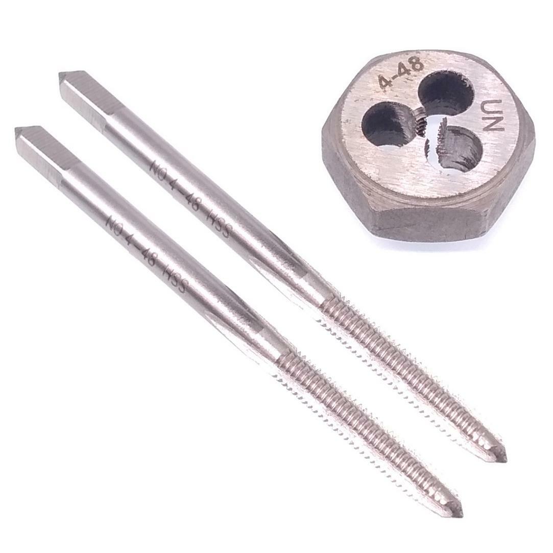 HSS 4-48 Taper & Plug Tap & 4-48 Hexagon Die Thread Right Hand Set
