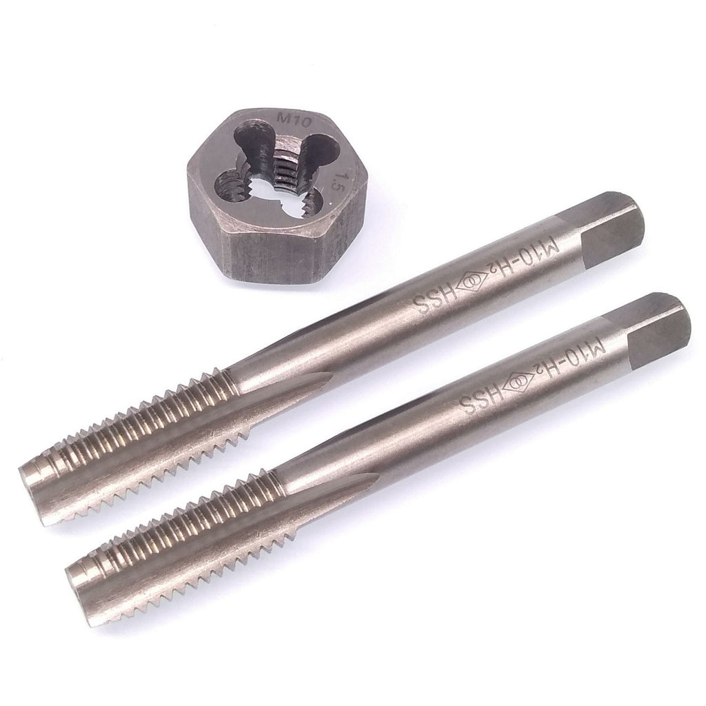 HSS M10 x 1.5mm Taper & Plug Tap & 10x1.5mm Hexagon Die Metric Thread Right Hand