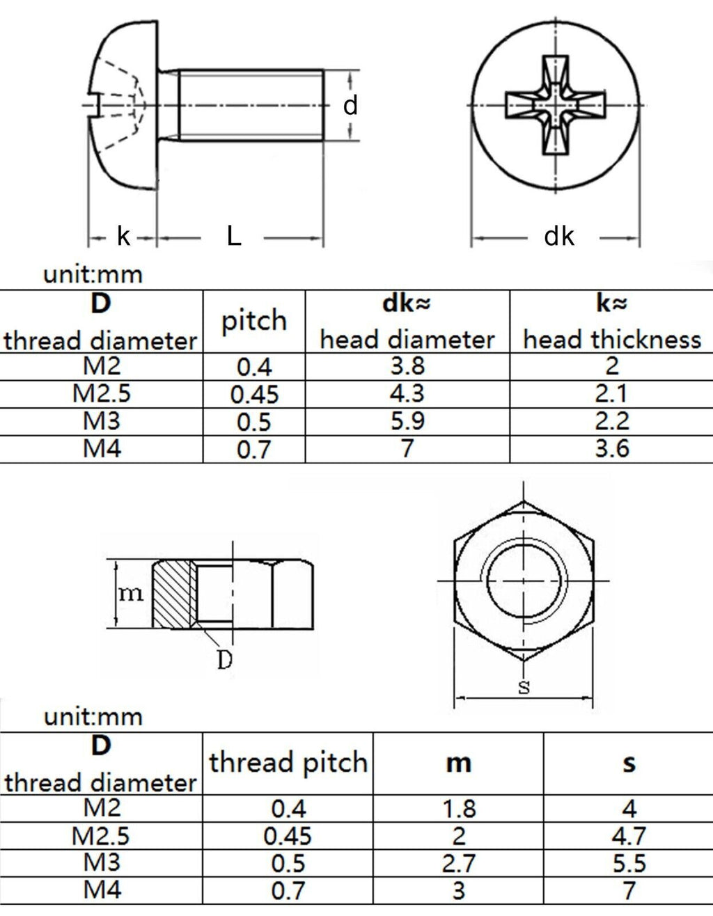 700x M2M2.5M3 White Nylon Plastic Phillips Pan Round Head Screw Bolt Set Kit