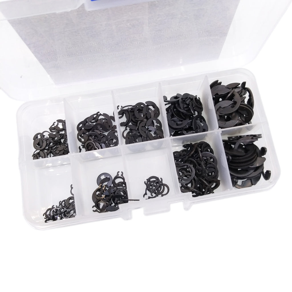 US Stock 300pcs E-Clip & Retaining Ring Assortment Kit 3mm 4mm 5mm 6mm 8mm 9mm