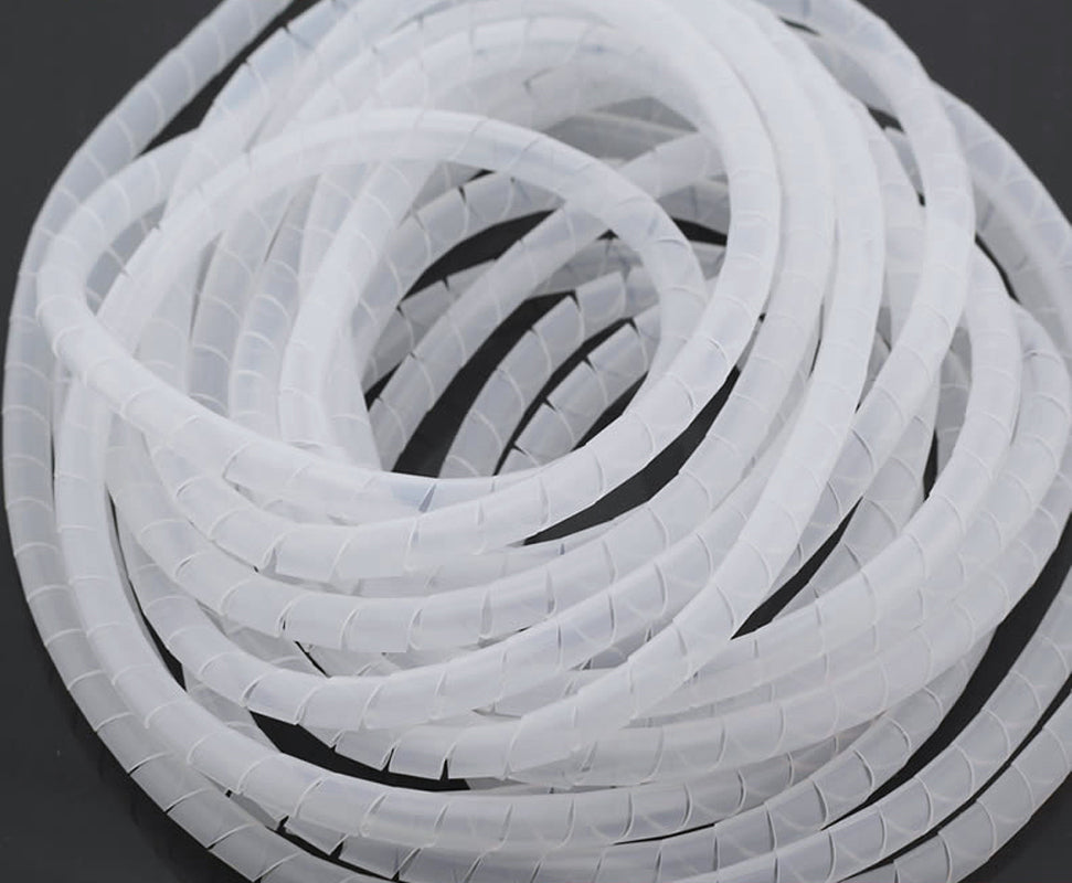 US Stock 8.5M 29.52ft Roll 10mm Spiral Wrapping Band Cable Management White ROHS