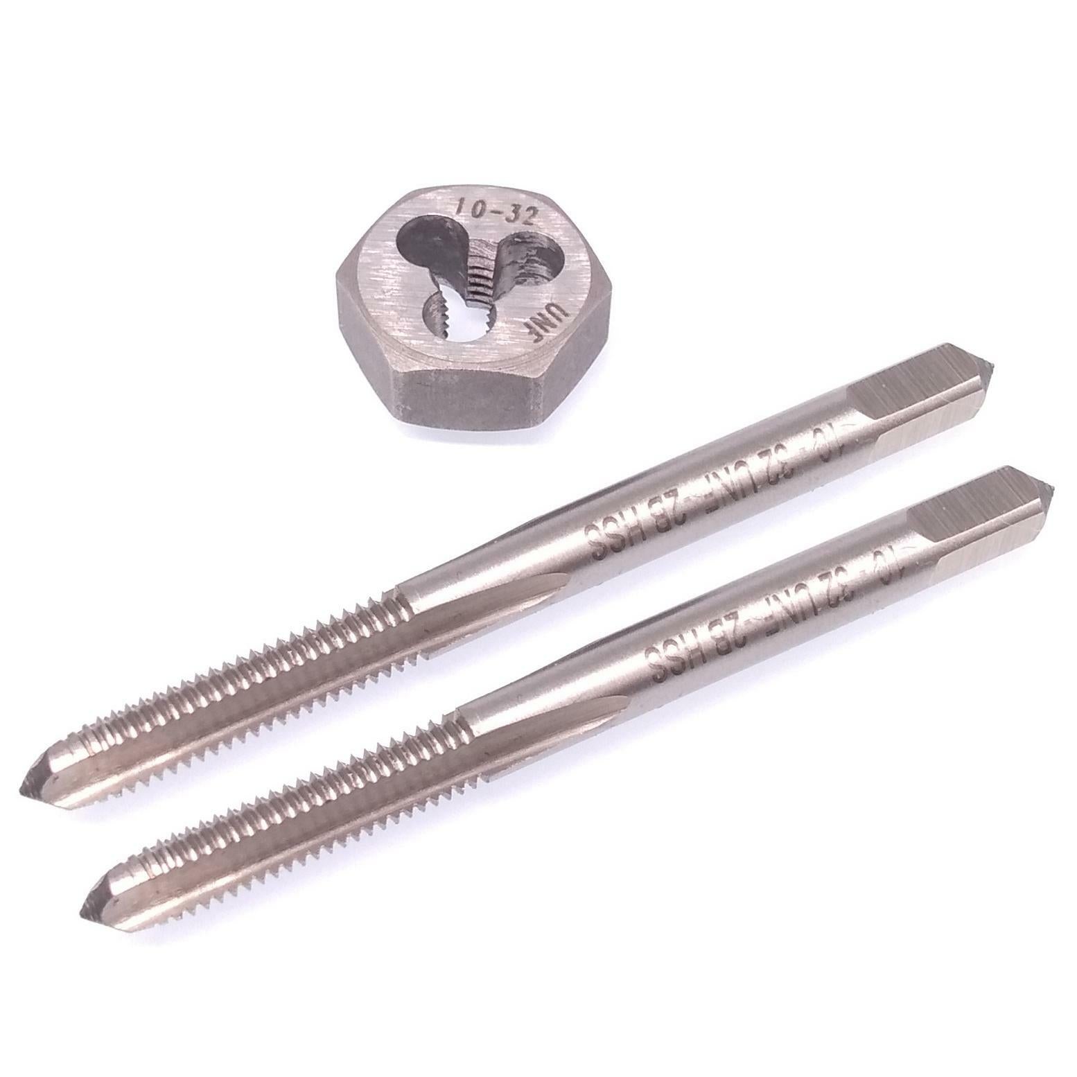 HSS 10-32 Taper & Plug Tap & 10-32 Hexagon Die Thread Right Hand Set