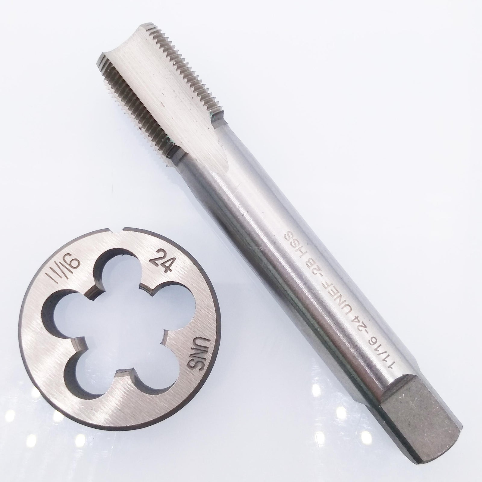 US Stock HSS 11/16-24 UNEF Tap & 11/16-24 UNS Die Right Hand