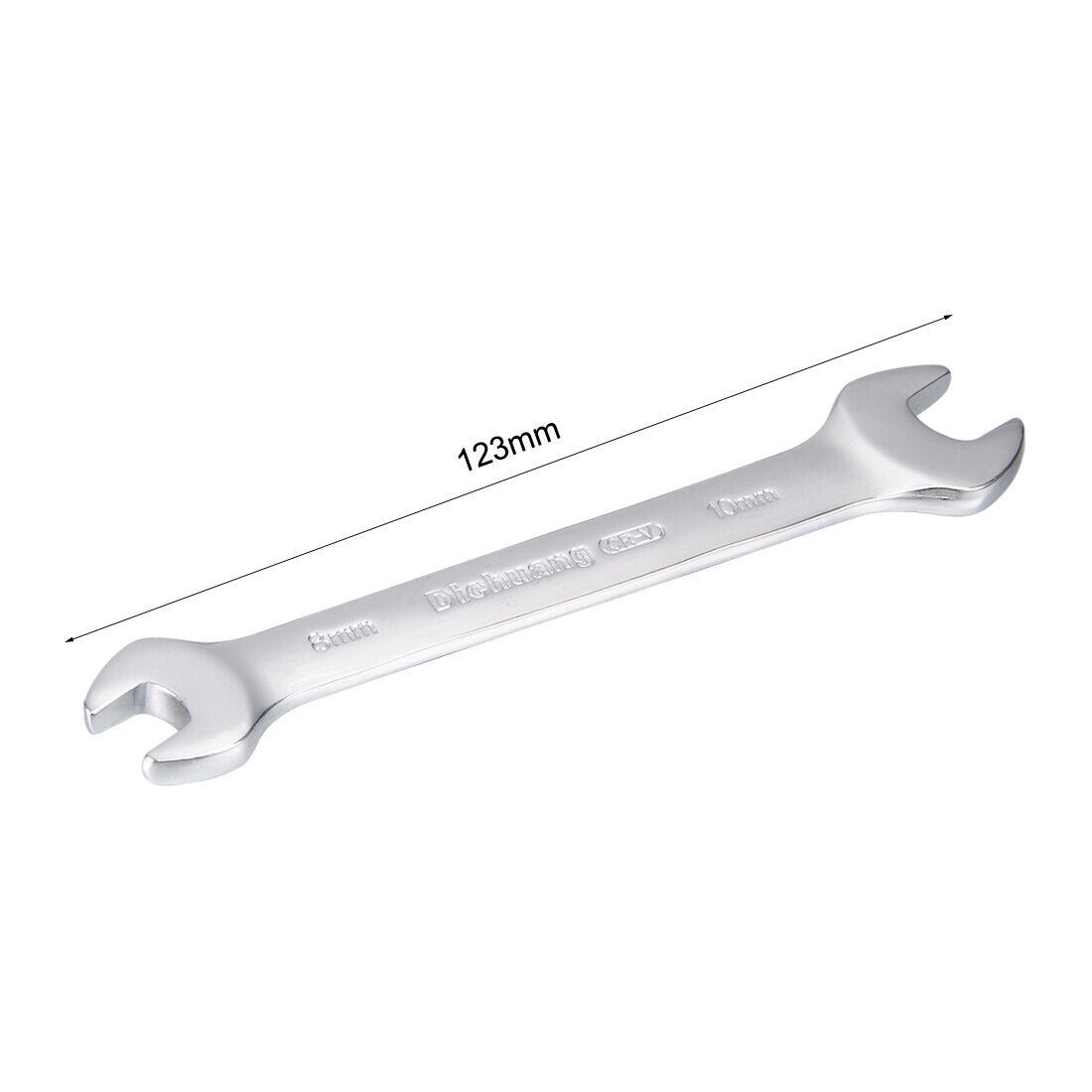 Metric Double Open End Wrench Polished Finish Cr-V, 8mm x 10mm