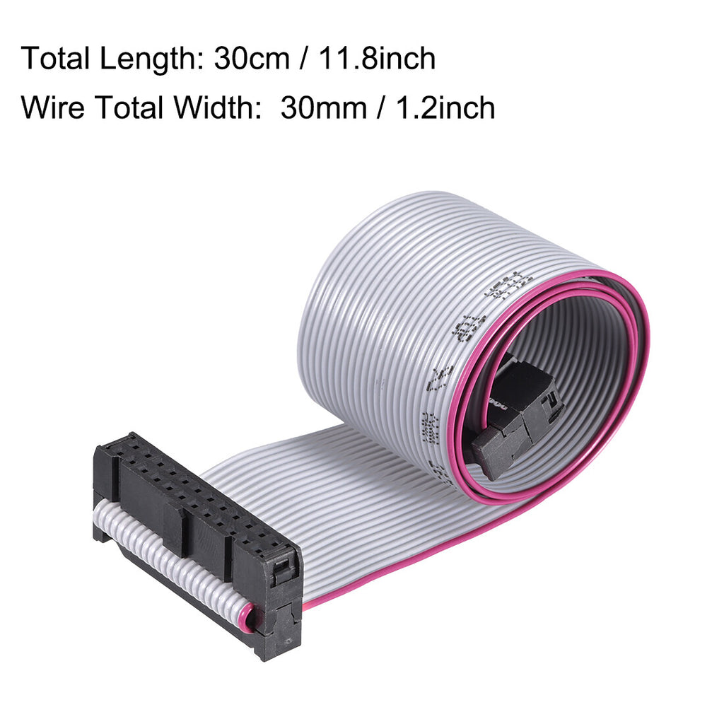 IDC Wire Flat Ribbon Cable FC/FC Connector A-type 24Pins 2.54mm Pitch 30cm Long