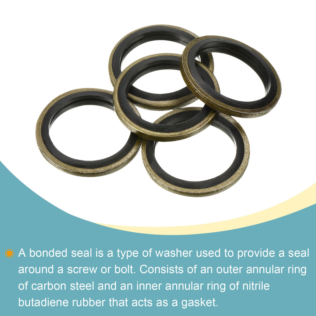 10pcs M18 24.5x18x2mm Bonded Sealing Washer Carbon Steel Nitrile Rubber Gasket