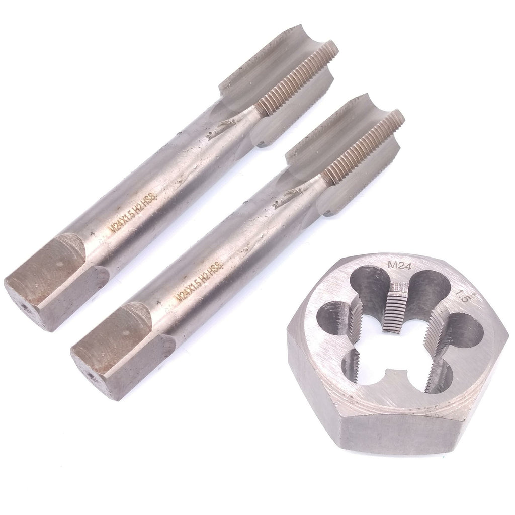 HSS M24 x 1.5mm Taper & Plug Tap & 24x1.5mm Hexagon Die Metric Thread Right Hand