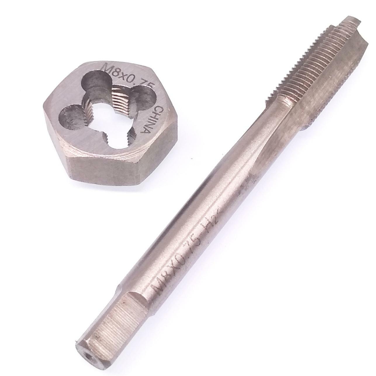 US Stock HSS M8 x 0.75mm Tap & 8x0.75mm Hexagon Die Metric Thread Right Hand Set