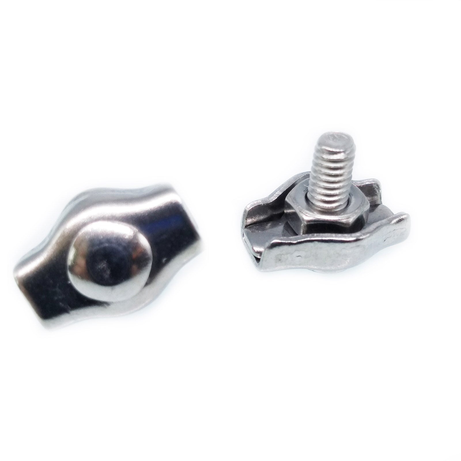 US Stock 10pcs 2mm 304/A2 Stainless Steel Wire Rope Simple Grip Cable Clamp