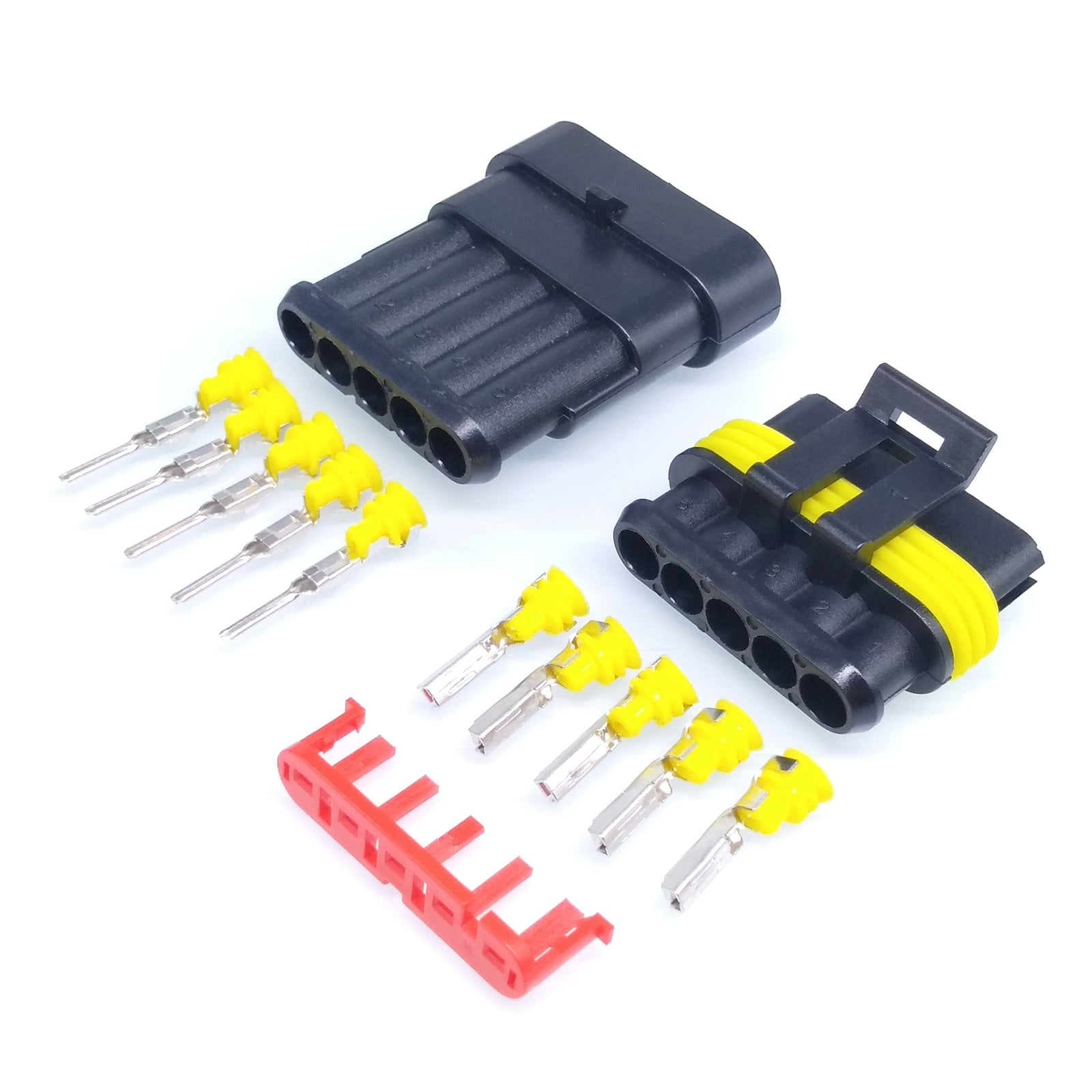 US Stock 5 Sets 5 Pin Way Sealed Waterproof Electrical Wire Connector Plug Kit