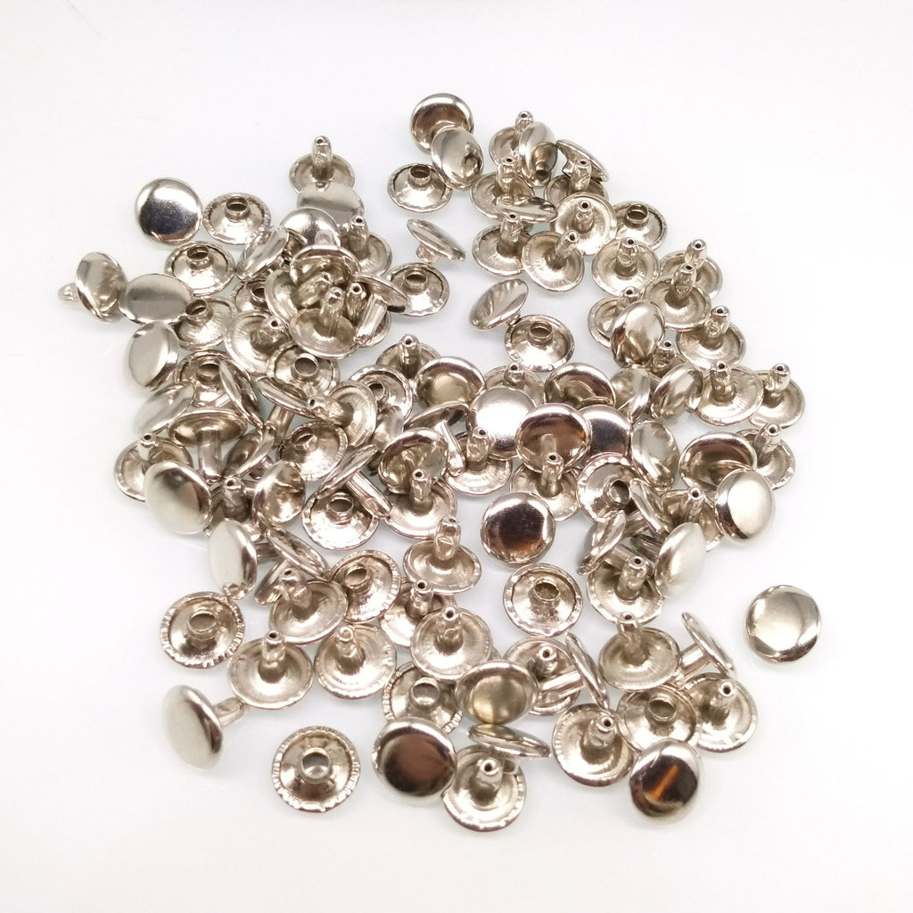 100pcs 10mm Round Double Cap Rivets Leather Craft Stud Repair Tool DIY Silver